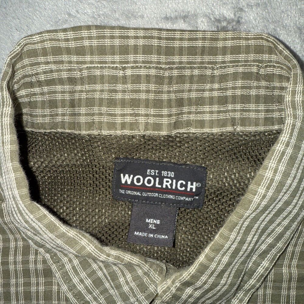 Woolrich Shirt Mens XL Green Plaid Vented Short Sleeve Fishing Hiking Camping - Picture 3 of 9